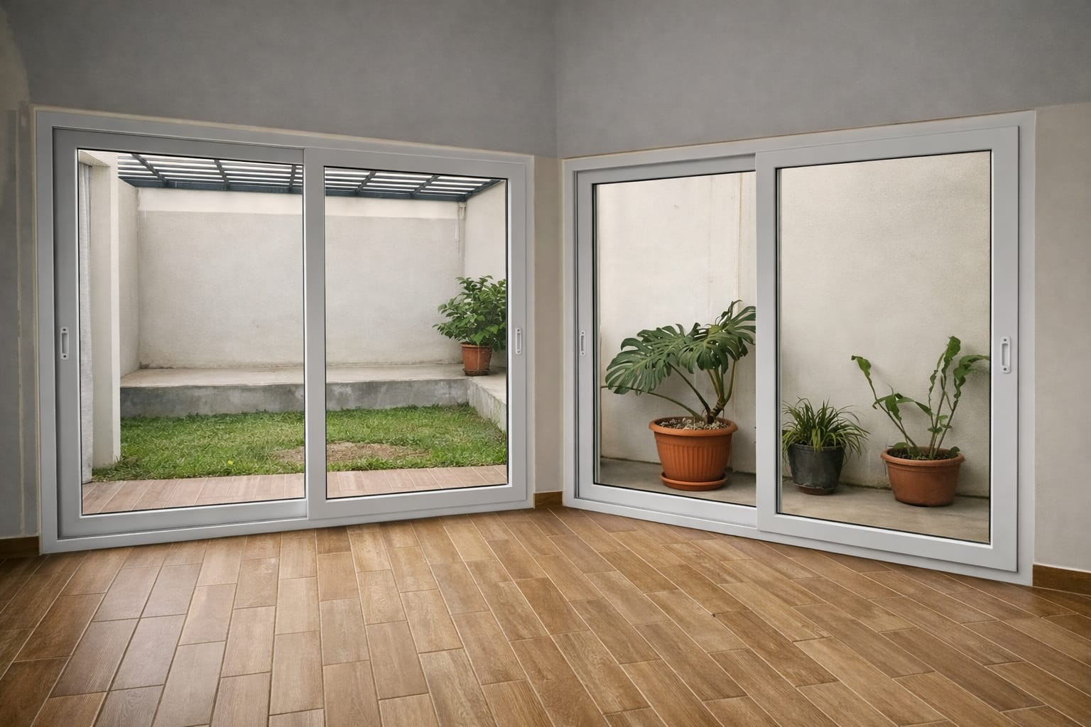 Puerta corrediza UPVC instalada